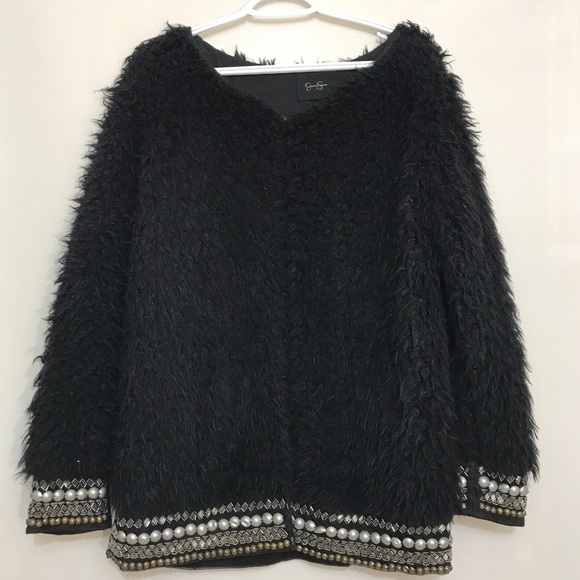 Jessica Simpson Black Furry Puff Women's Jacket - Picture 3 of 15